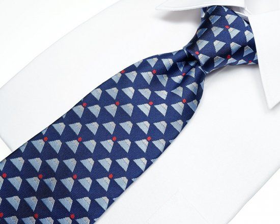 富士桜工房シルクネクタイ ダイヤモンド富士(紺) FAA1031