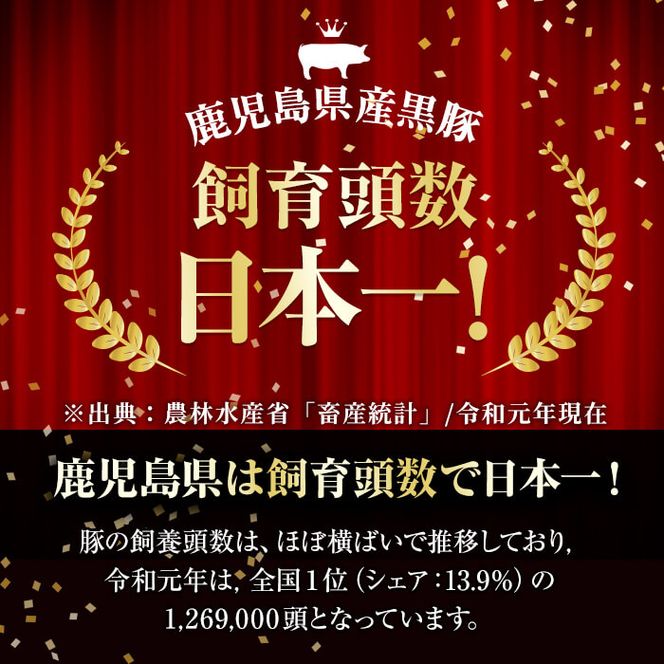 豚の飼養頭数日本一！鹿児島県産黒豚焼肉2種＆焼肉のたれセット計1kg(カタロース約500g・バラ約500g・たれ210g) a4-035