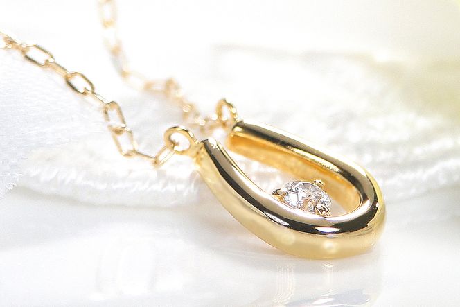 0.05ct】K18YG 馬蹄 一粒ダイヤモンドネックレス EmN0022 0.05ct】K18YG 馬蹄 一粒ダイヤモンドネックレス EmN0022