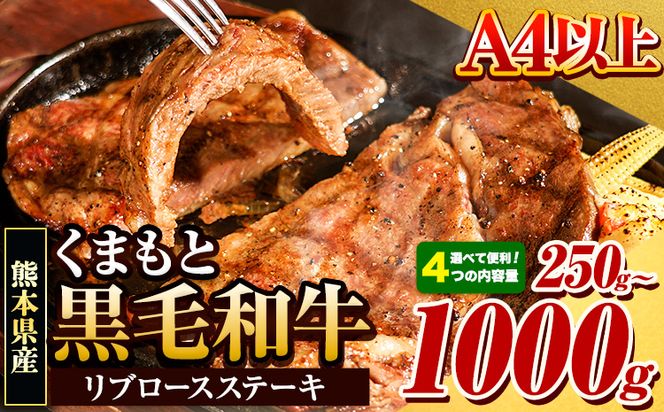 くまもと黒毛和牛 リブロースステーキ 250g ( 250g x 1枚 ) 牛肉 冷凍 《30日以内に出荷予定(土日祝除く)》 くまもと黒毛和牛 黒毛和牛 冷凍庫 個別 取分け 小分け 個包装 ステーキ肉 にも リブロースステーキ---oz_fribu_30d_24_10000_250g---