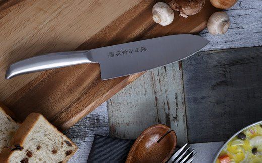 H5-191 濃州正宗作 ヒップアップオールステンレス三徳包丁