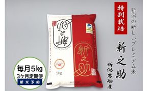 【新米受付・令和7年産米】【3ヶ月定期便】食味鑑定士板垣謹製 新潟県岩船産 特別栽培 新之助 5kg×3ヶ月 1039031N ｜ 連続 毎月 お届け 新耕農産 一等米 プレミアム米 農家直送 低温倉庫保管