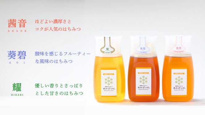 【 数量限定 】田舎はちみつ ボトル 3種 セット [ ピタッとボトル B3 280g ]（ 茨城県共通返礼品： 五霞町 ） 季節で移ろう 生ハチミツ 蜂蜜 非加熱 茨城県産 国産 天然 純粋 贈答用 [EG004us]