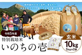 令和5年産 特別栽培米 いのちの壱(玄米) 10kg 5kg×2 雑穀米付き《90日以内に出荷予定(土日祝を除く)》 熊本県 南阿蘇村 熊本県産 虹色のかば 雑穀米---sms_nnktmiig5_90d_22_22000_5kg2p---