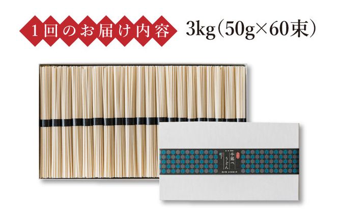 【 定期便 12回】手延べ うどん 3kg （50g×60束） / 乾麺 プレゼント 贈り物 / 南島原市 / 池田製麺工房 [SDA036]