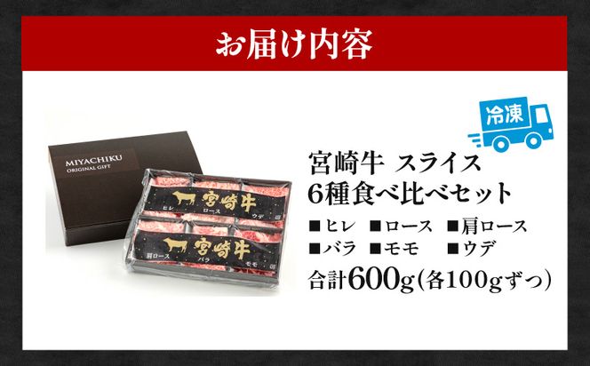 宮崎牛 スライス 6種 食べ比べ セット 合計600g_M132-043