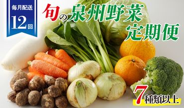 099Z188 泉州野菜 定期便 全12回 7種類以上 詰め合わせ 国産 新鮮 冷蔵【毎月配送コース】