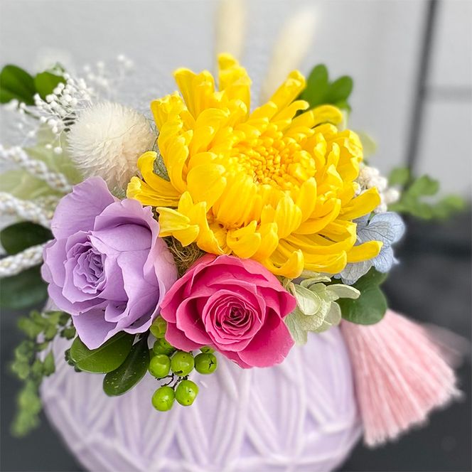 AJ147-1 プリザーブドフラワー【てまり/藤】春日部市 シュガーパイン