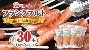 日本ハム ・ 業務用 切り目入り 串付き フランク 30本セット ( 10本×3袋 )  フランクフルト ソーセージ パーティー イベント セット [AA094ci]