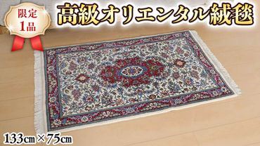 [限定1品] ペルシャ絨毯 ウール 手織り ラグマット カーペット/ 高級 玄関マットサイズ 133×75cm 高品質 じゅうたん ラグ (FS-22017) アイボリー 白 花柄 メダリオン エントランスマット 寝室 書斎 和室 床暖房 ホットカーペット対応 じゅうたん ラグ 高密度 逸品 美しい マット カーペット 芸術 エレガント インテリア モダン 上質 [BP168-NT]