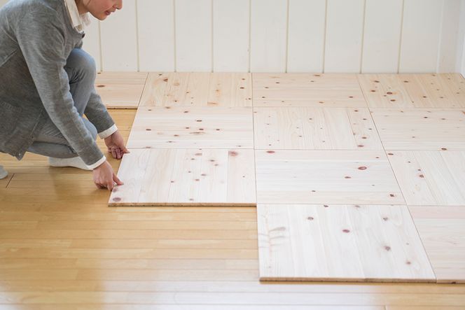 ユカハリ・タイル ひのき 無塗装 ウッドカーペット M-mm-A04A