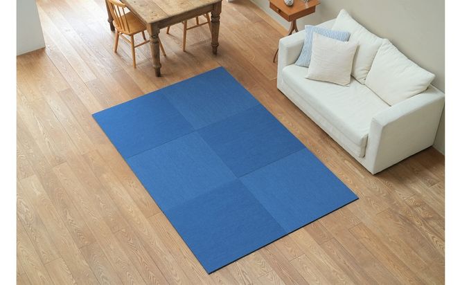 【6枚セット デニムブルー】安心安全なおしゃれインテリア “Tammy Mat” ファブリック畳 撥水加工 消臭 抗菌 抗ウイルス 赤ちゃん 子供 ペット マット H171-002