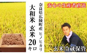 【新米先行受付】【令和6年度産】【10月下旬より順次発送予定】色彩選別加工済大和米 奈良県広陵町ヒノヒカリ玄米20kg// お米 ひのひかり お米 広陵町