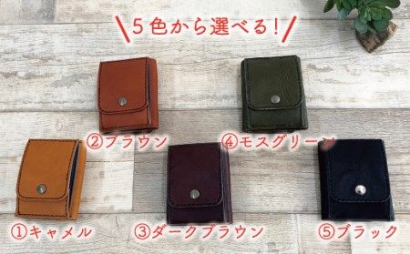 R5-041．手縫いの本革「コンパクトオリジナル三つ折り財布」【カラ－：5色よりお選びください】