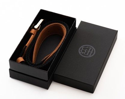 [P027] 組紐ベルト「CLVER」レザーコンビ（30mm）　黒