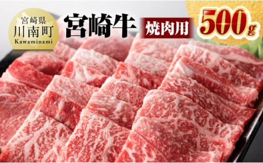 宮崎牛 焼肉用 500g [肉 牛肉 国産 宮崎県産 黒毛和牛 ミヤチク BBQ バーベキュー 送料無料 ][D0640]