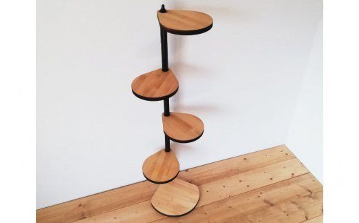 【角にも置ける】しずくのスタンドシェルフ 4段タイプ ナチュラル（天然木/完成品） [新星金属製作所 大阪府 守口市 20940986] 