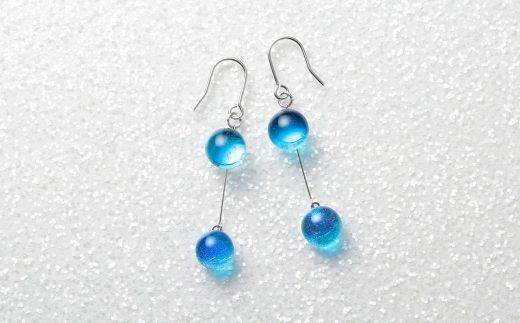 2471.ジュエリー ピアス 2連 アクセサリー 湖水 ガラス細工 ハンドメイド 手作り 北海道 弟子屈町