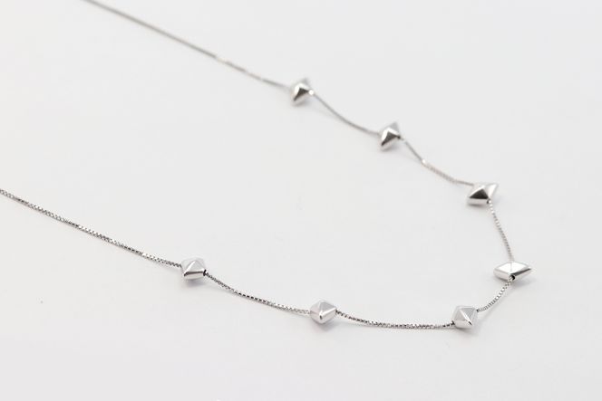 早割航空券 ネックレス K18WG Islauth24 ステーションネック 菱形パーツ ホワイトゴールド