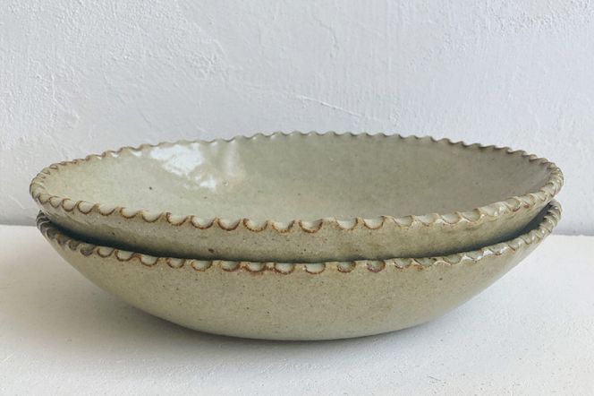 【数量限定】【益子焼】カレー、パスタにお勧めです。渋色縁取り楕円鉢2枚セット｜楕円深鉢 大皿 食洗機可 レンジ△（BU015）