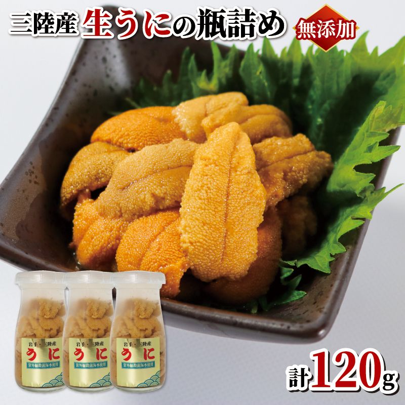 [期間限定]生うに 120g (40g×3本) 牛乳瓶 冷蔵 ミョウバン不使用 無添加 うに ウニ 雲丹 [michinoeki01_1]