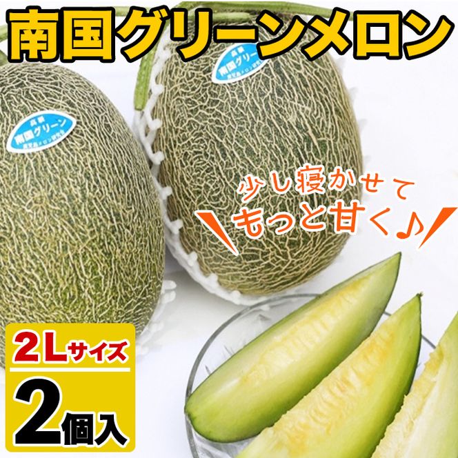 ＜先行予約受付中！2026年6月以降順次発送予定＞鹿児島県産！南国グリーンメロン(2Lサイズ×2個) メロン めろん 果物 スイーツ デザート フルーツ【あくね旬の店いきいき館】akn015-17