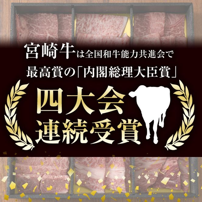 宮崎牛・3D冷凍＞6部位食べ比べ焼肉(合計600g)牛肉 肉 ロース バラ