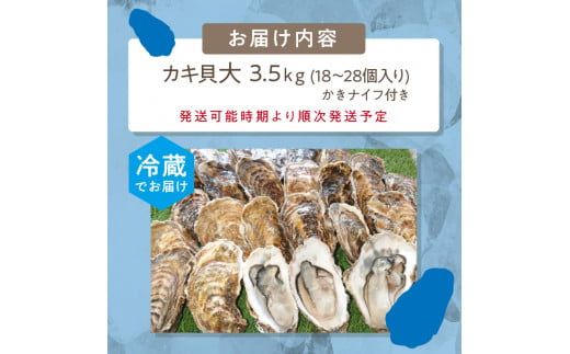 【予約：2024年10月下旬から順次発送】サロマ湖自慢の殻付きカキ貝 大 3.5kg詰め ( 牡蠣 かき 濃厚 大きい 魚介類 貝類 殻付 殻付き牡蠣 BBQ バーベキュー )【114-0010-2024】