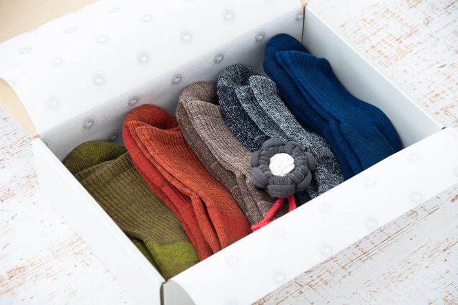 【薄いのにあたたかい！】ウール製足底補強パイルソックス（25-27cm）5足セット【B：クラシックなセレクトカラー】/// くつした 靴下 通年 人気 奈良県 広陵町 温か 温活