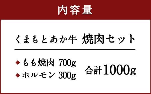 くまもとあか牛（GI)　焼肉セット 合計1000g 2種 モモ ホルモン