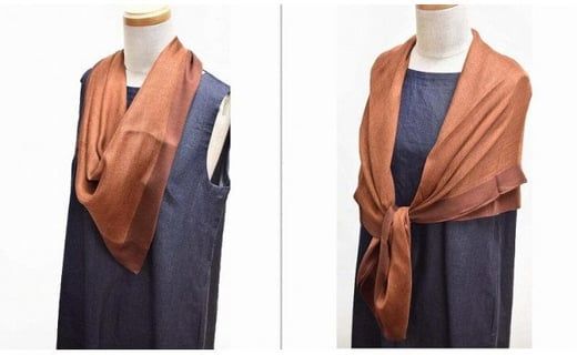 シルク×カシミヤストール Frame(ブラウン)(男女兼用)天然素材ストール専門店muto FAA4026
