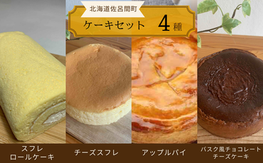 4種のケーキセット（スフレロールケーキ・チーズスフレ・アップルパイ・バスク風チョコレートチーズケーキ） SRMJ099