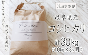 BE-15b-R7 【３カ月定期便】岐阜県産コシヒカリ 10kg(合計３０kg)