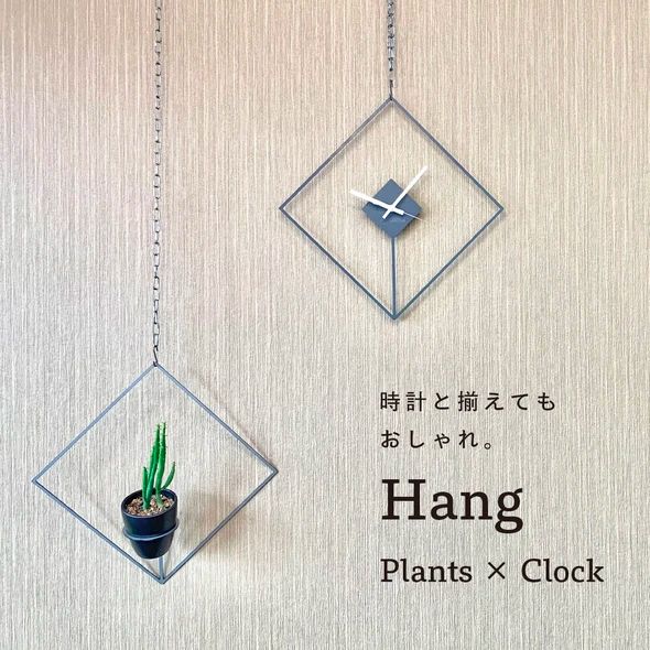 GRAVIRoN Hang Plants シリーズ Diamond 黒皮鉄（プランツハンガー） 観葉植物 プランター