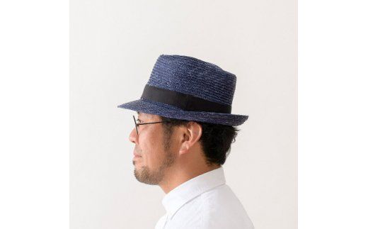 AN028-1 春日部市伝統工芸品 田中帽子店　麦わら中折れハット　ノア　ブルー　1点(UK-H005-M-BL)
