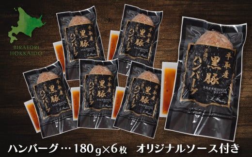 平取産黒豚ハンバーグ180ｇ6枚　オリジナルソース付 ふるさと納税 人気 おすすめ ランキング 黒豚 肉 ハンバーグ 北海道 平取町 送料無料 BRTB029