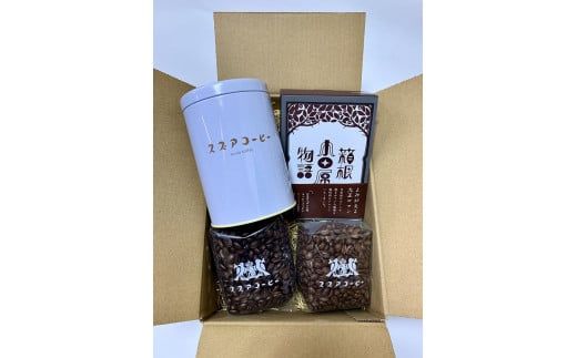 119-1447　コーヒー飲み比べセット【豆】（200ｇ x 2個）+コーヒーバック×5袋+防湿缶