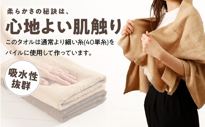 010B664 【TVで紹介！】ナチュレル 贅沢バスタオル 4枚（ブラウン系）【泉州タオル 国産 吸水 普段使い 無地 シンプル 日用品 家族 ファミリー】