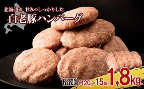 北海道産 白老豚 ハンバーグ 120ｇ×15個セット BV002