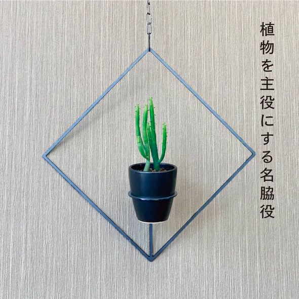 GRAVIRoN Hang Plants シリーズ Diamond 黒皮鉄（プランツハンガー） 観葉植物 プランター