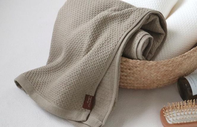 G1930 【ソフトハニカム】泉州南部織 バスタオル3枚セット（オリーブ）+ソフトハニカム織ハーフハンカチ1枚