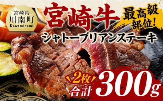 宮崎牛シャトーブリアンステーキ2枚 合計300g[ 肉 牛肉 国産 黒毛和牛 宮崎牛 ステーキ シャトーブリアン 牛肉 宮崎県 川南町 ] [D11406]
