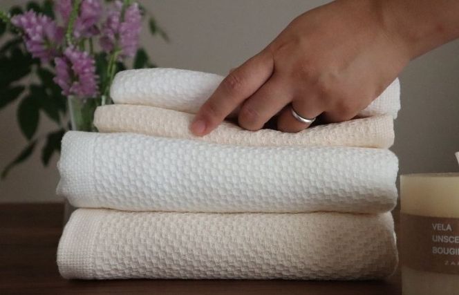 G1970 【ソフトハニカム】プレミアムタオル10枚セット（ベージュ）+ソフトハニカム織ハーフハンカチ1枚