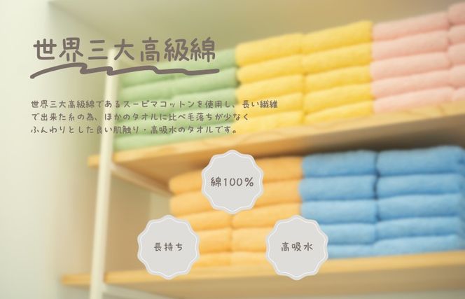 020C344 高級スーピマコットン フェイスタオル 10枚（グリーン）【泉州タオル 国産 吸水 普段使い シンプル 日用品 家族 ファミリー】