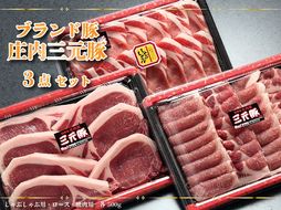 ブランド豚「庄内三元豚」3点セット（計1.5kg）