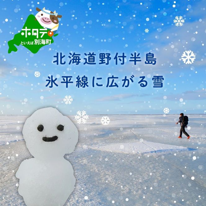 北海道野付半島 氷平線に広がる「雪」