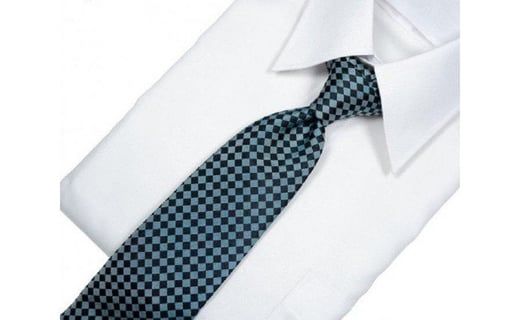 郡内織物「富士桜工房」シルクネクタイ 市松 緑青 FAA1011