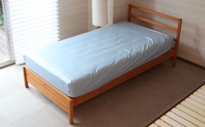 HB016 綿サテン　フィットシーツ　＜ダブルサイズ＞　【ブルー】