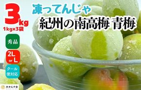 【2026年7月上旬～出荷予定】梅 冷凍 青梅 南高梅 3kg ( 1kg × 3袋 ) 秀品 2L or Lサイズ 和歌山県産 紀州有田  【みかんの会】 AX281