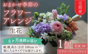 【定期便6回】おまかせ季節のフラワーアレンジ（生花）×6ヶ月 お好み 日時指定可能